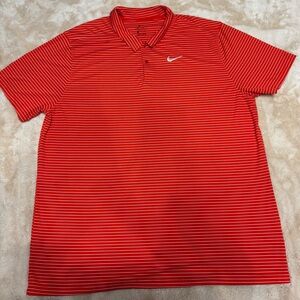 Nike Men's Orange and White Striped Polo Golf Shirt (XXL)